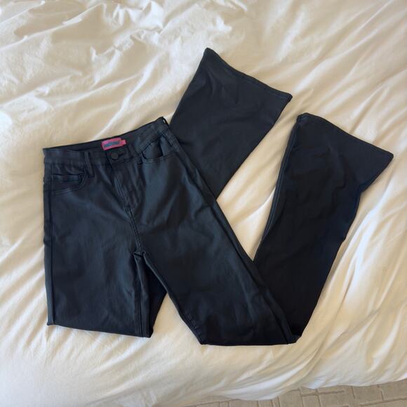 Edikted Luna Faux Leather Flare Jeans Black Size S - Picture 2 of 5